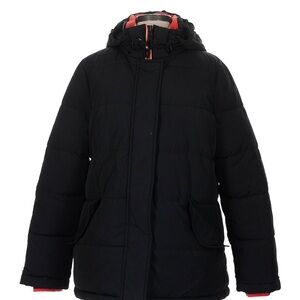 Black Boden Puffer Jacket with Red Accents
